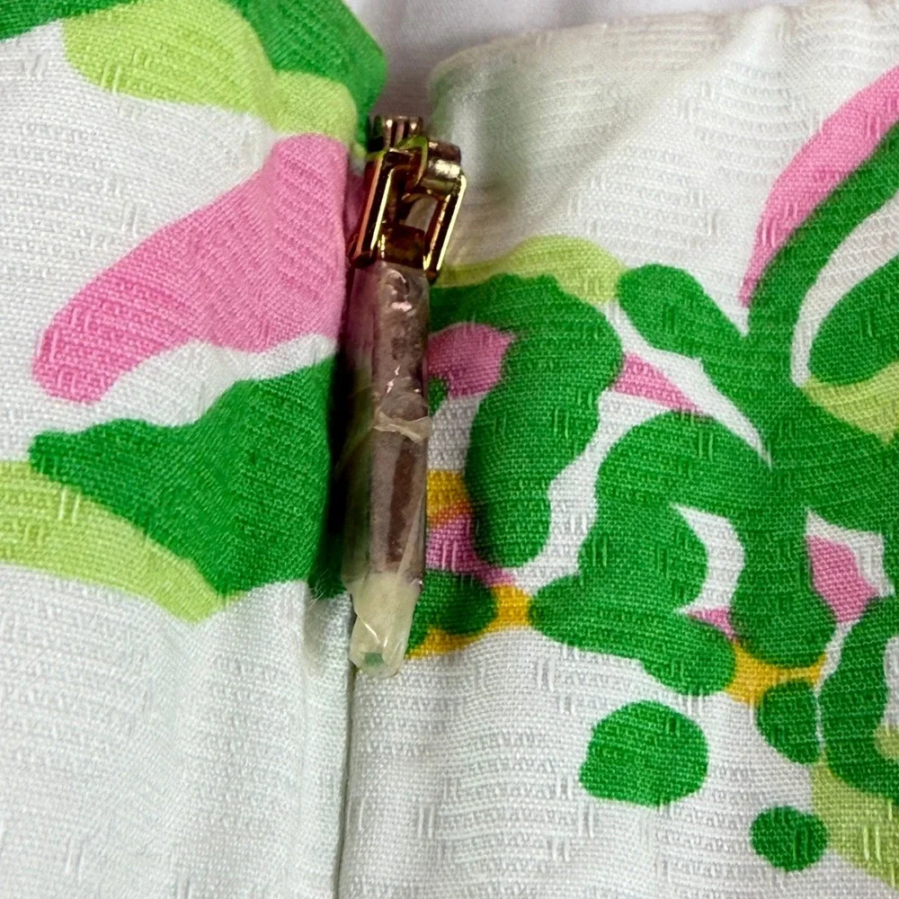 Lilly Pulitzer Angela Dress Seeing Pink Elephants White Pique Strapless Size 2 - Picture 12 of 13